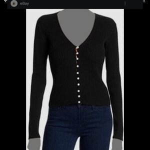 Line & Dot Black Ribbed Long Sleeve Top